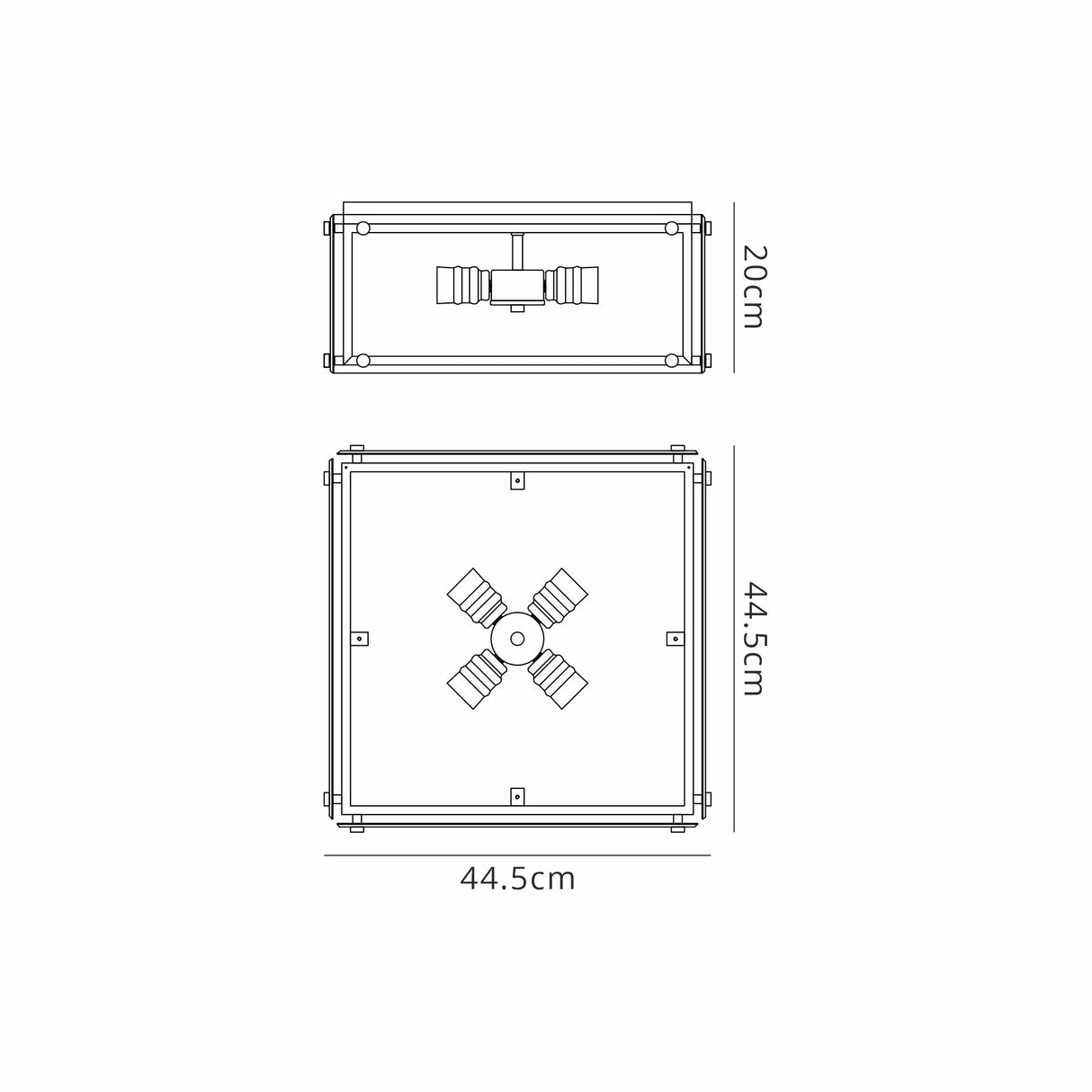 Bolton Flush, 4 Light E27, Matt Black / Chrome / Clear Glass