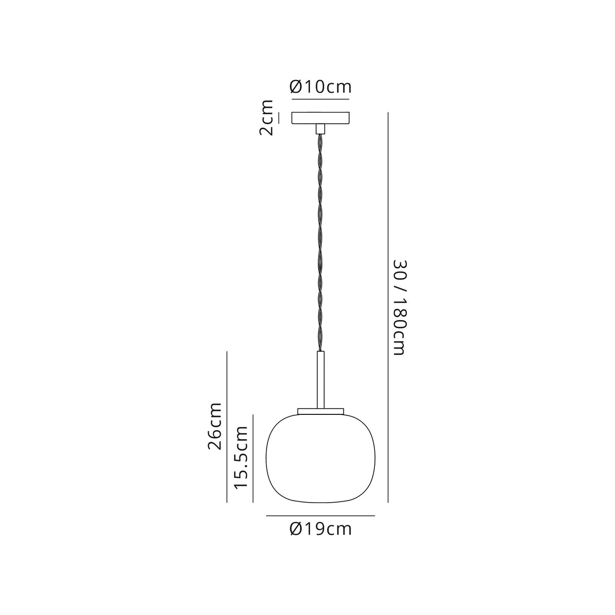 Cunnington Small Oval Ball Pendant 1 Light E27 Matt Black Suspension With Frosted White Glass Globe