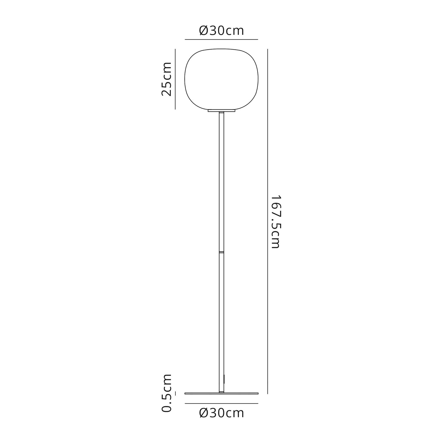 Cunnington Medium Oval Ball Floor Lamp 1 Light E27 Matt Black Base With Frosted White Glass Globe