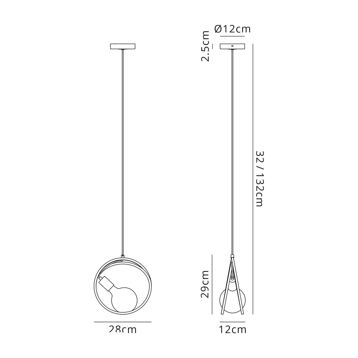 Kay Double Ring Single Pendant, 1 Light E27, Matt Black / Painted Gold, G95/120 Lamp Recommended