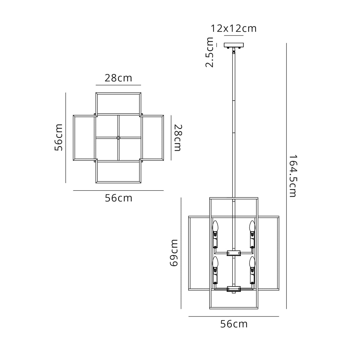 Coton Pendant, 8 x E14, Black / Gold