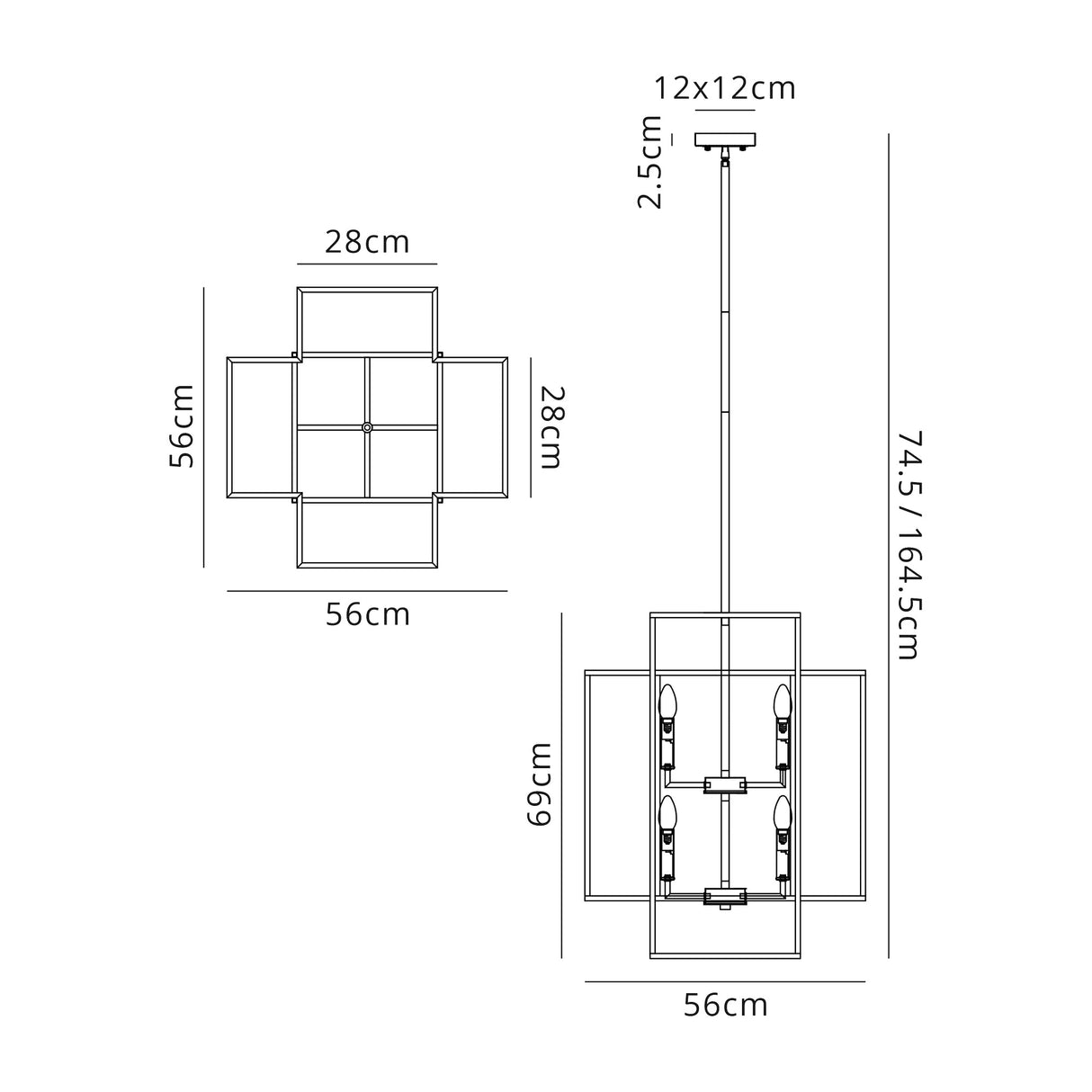 Coton Pendant, 8 x E14, Anthracite / Satin Nickel