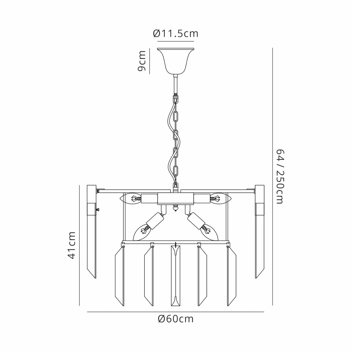 Longhorn 60cm Pendant Round 8 Light E14, Brass / Smoke Sculpted Glass Item Weight: 17.3kg