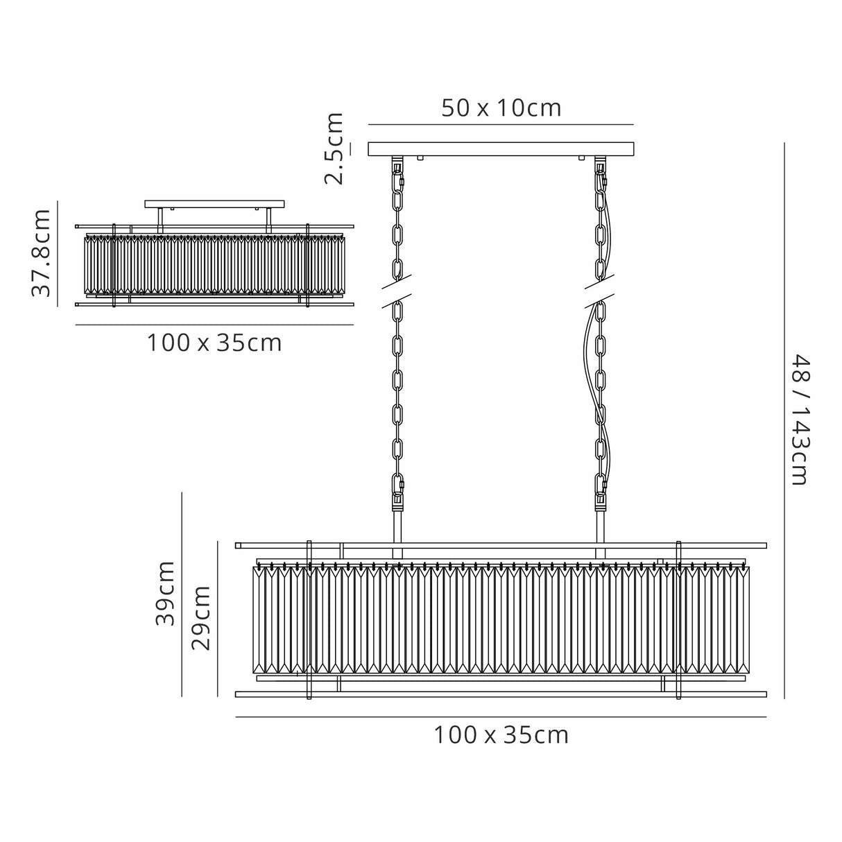 Buckley Oval Pendant, 7 x E14, Polished Nickel / Clear