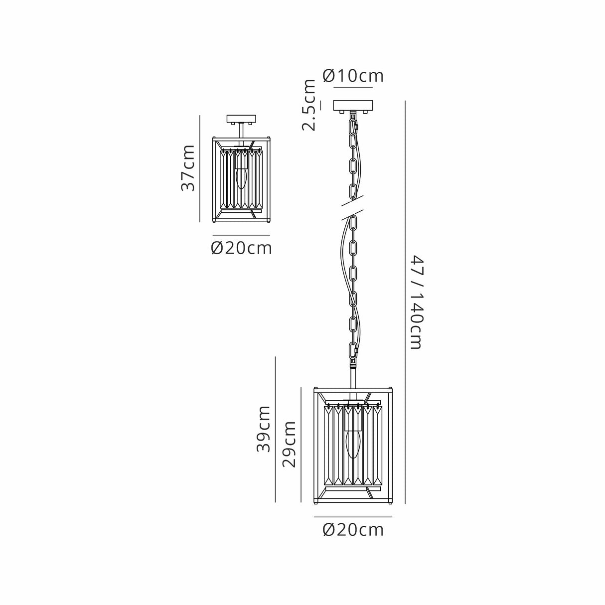 Buckley Pendant, 1 x E27, Antique Brass / Clear