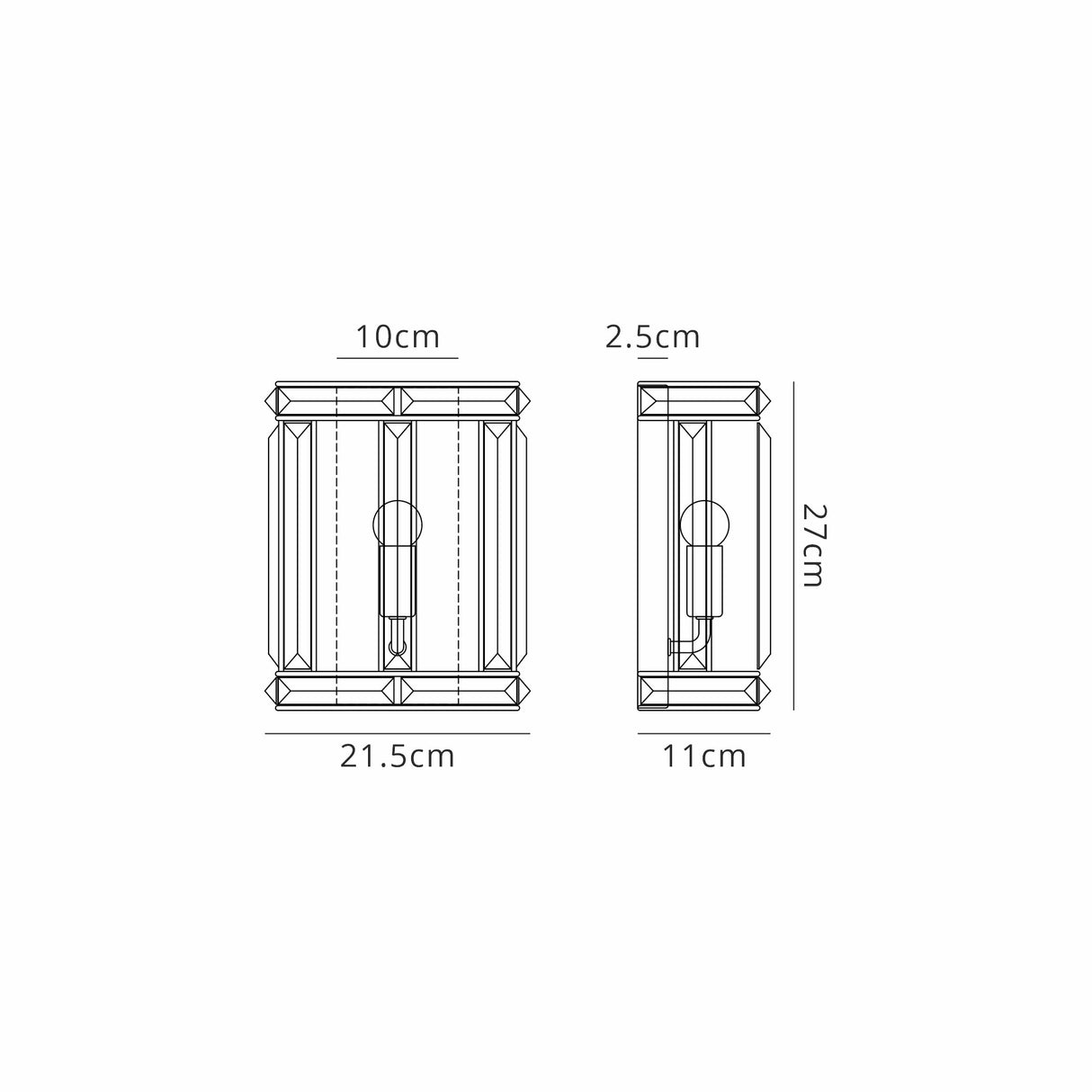 Ellison Square Wall Light, 1 Light E14, Polished Nickel