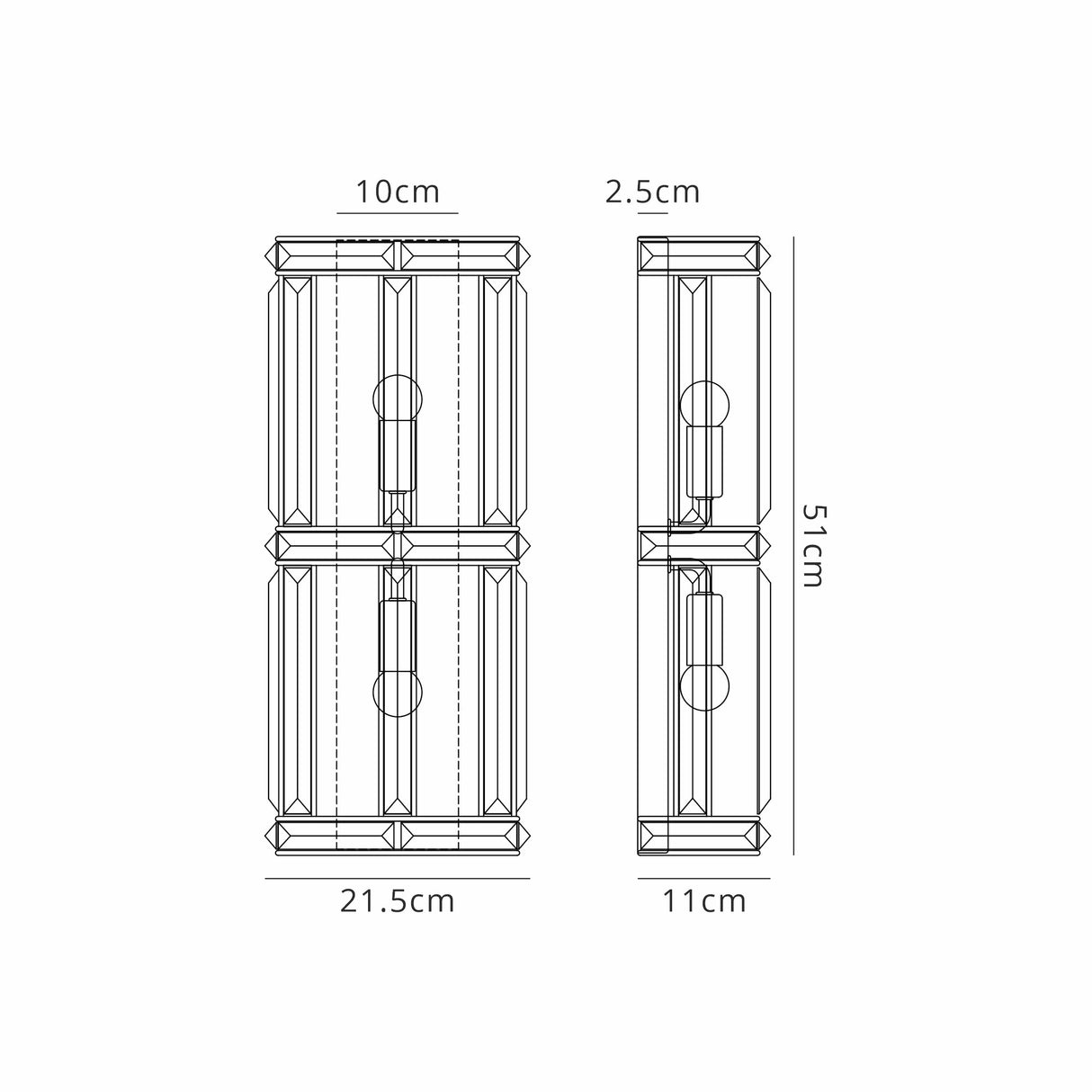 Ellison Rectangular Wall Light, 2 Light E14, Polished Nickel