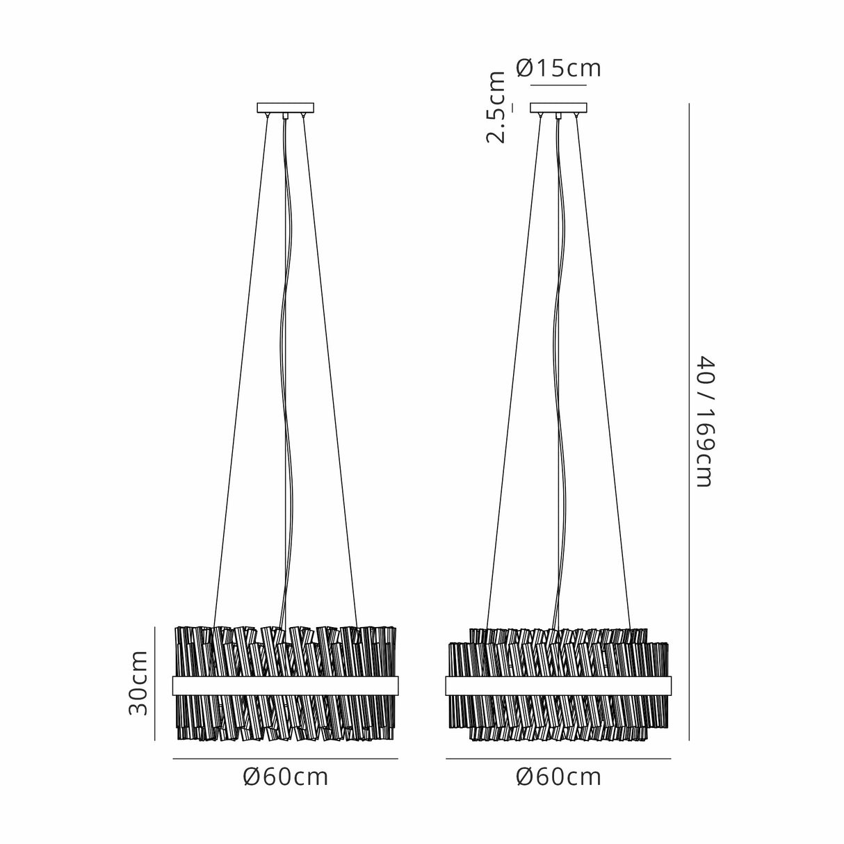 Melville 60cm 18 Light G9, Pendant Round, Brass / Smoke Item Weight: 16.81kg