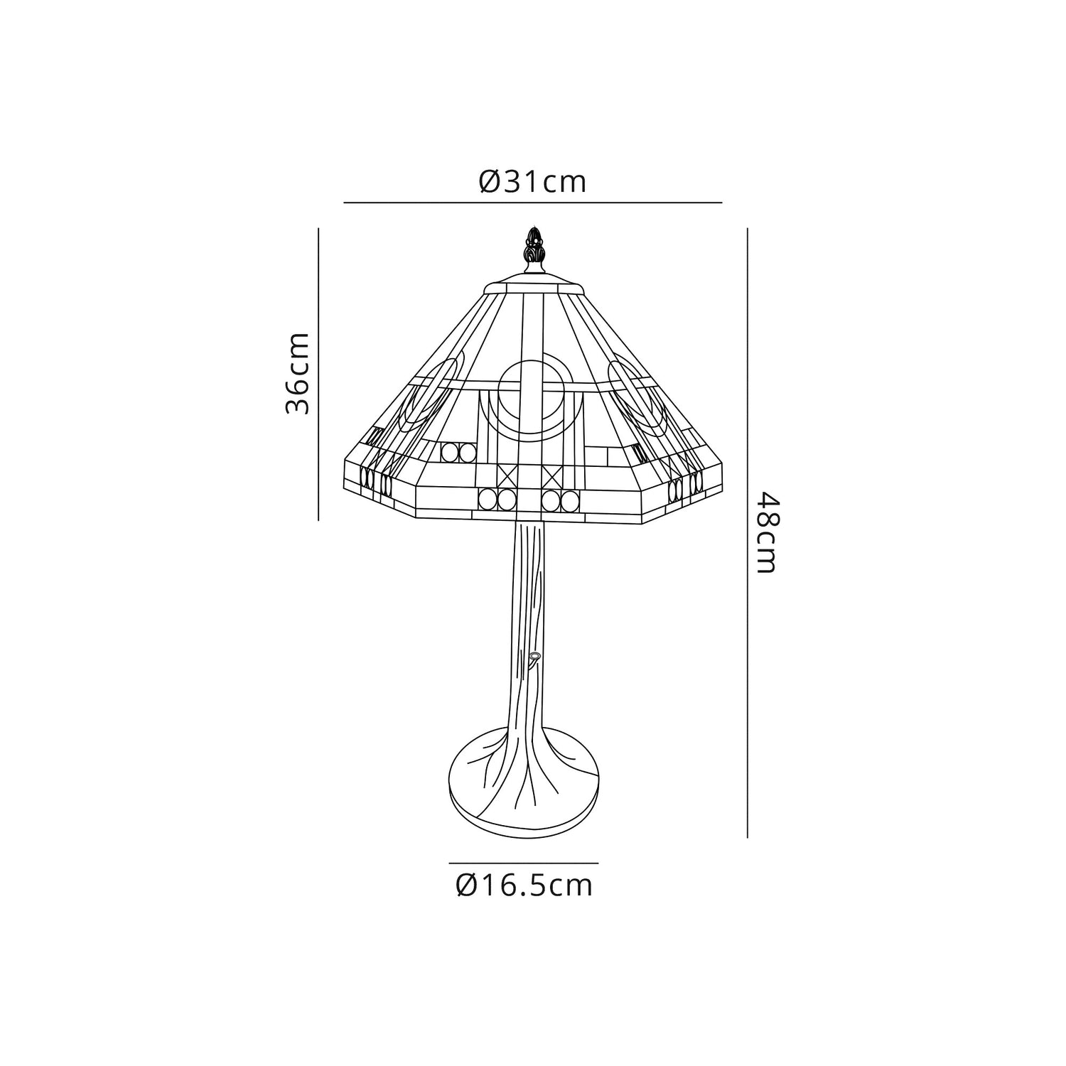 Bould 1 Light Tree Like Table Lamp E27 With 30cm Tiffany Shade, White/Grey/Black/Clear Crystal/Aged Antique Brass