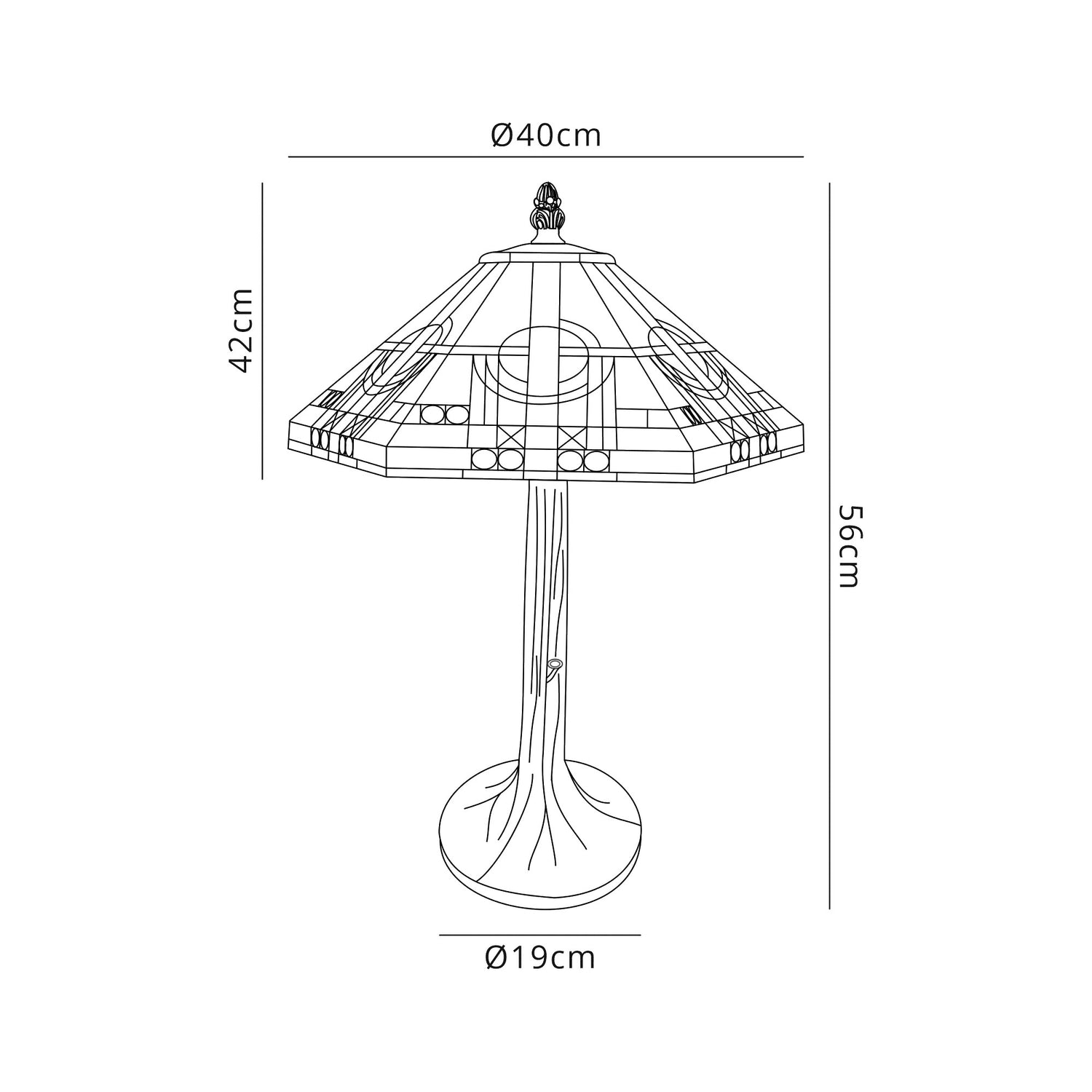Bould 2 Light Tree Like Table Lamp E27 With 40cm Tiffany Shade, White/Grey/Black/Clear Crystal/Aged Antique Brass