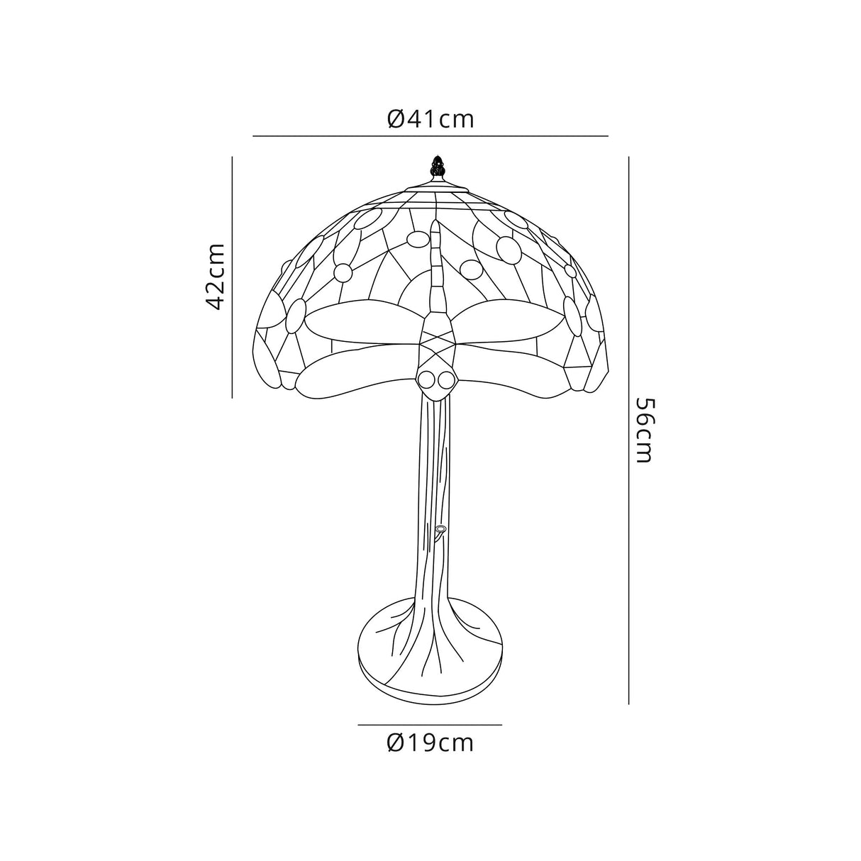 Hinnigan 2 Light Tree Like Table Lamp E27 With 40cm Tiffany Shade, Purple/Pink/Crystal/Aged Antique Brass