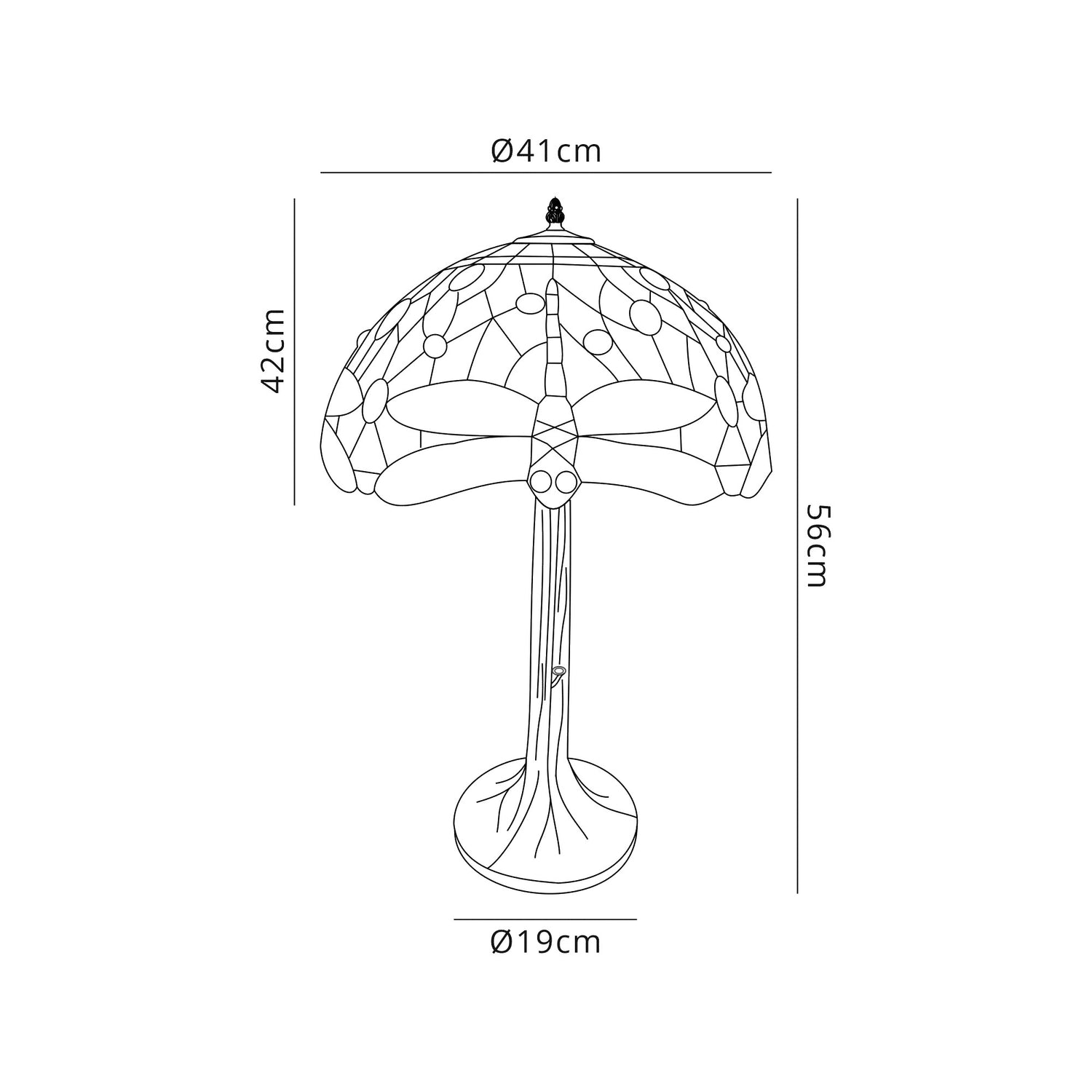 Hinnigan 2 Light Tree Like Table Lamp E27 With 40cm Tiffany Shade, Purple/Pink/Crystal/Aged Antique Brass
