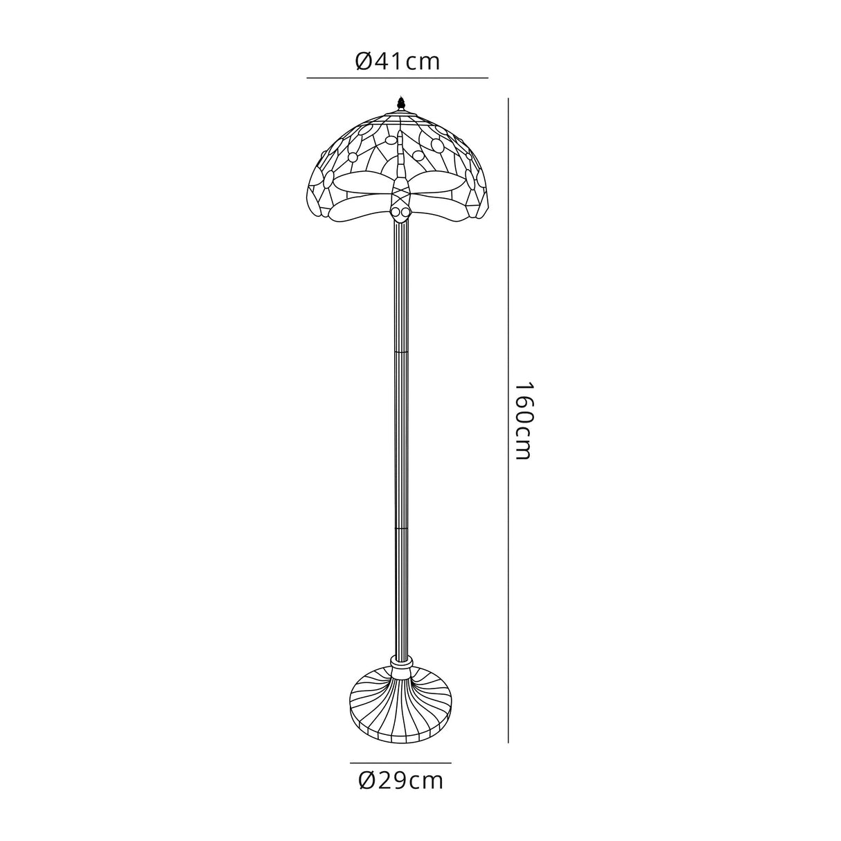 Hinnigan 2 Light Leaf Design Floor Lamp E27 With 40cm Tiffany Shade, Purple/Pink/Crystal/Aged Antique Brass