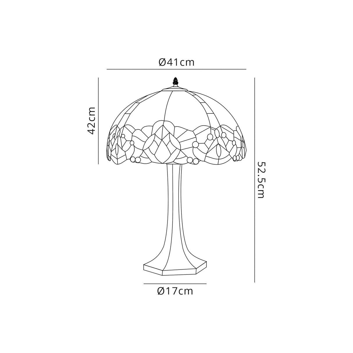 Siddall 2 Light Octagonal Table Lamp E27 With 40cm Tiffany Shade, Blue/Clear Crystal/Aged Antique Brass
