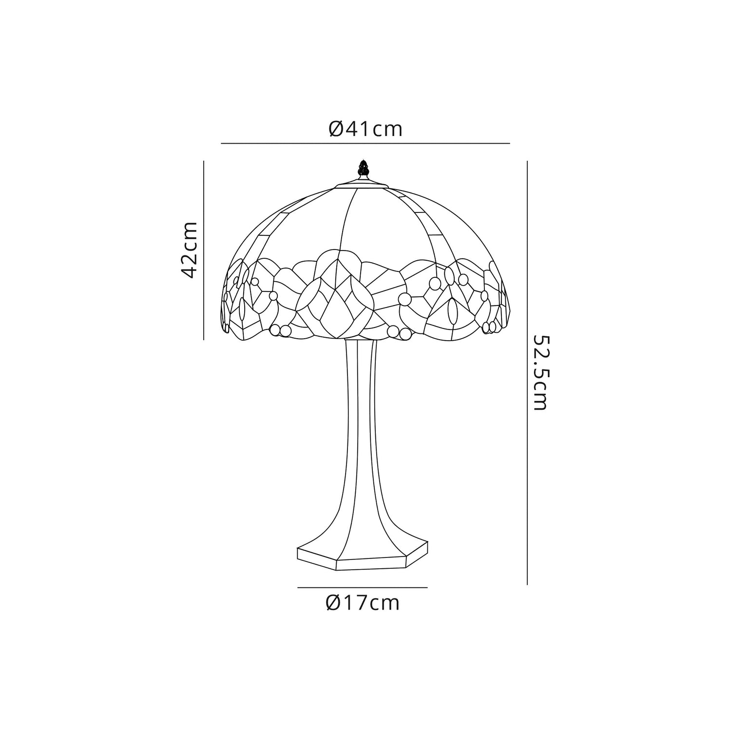 Siddall 2 Light Octagonal Table Lamp E27 With 40cm Tiffany Shade, Blue/Clear Crystal/Aged Antique Brass
