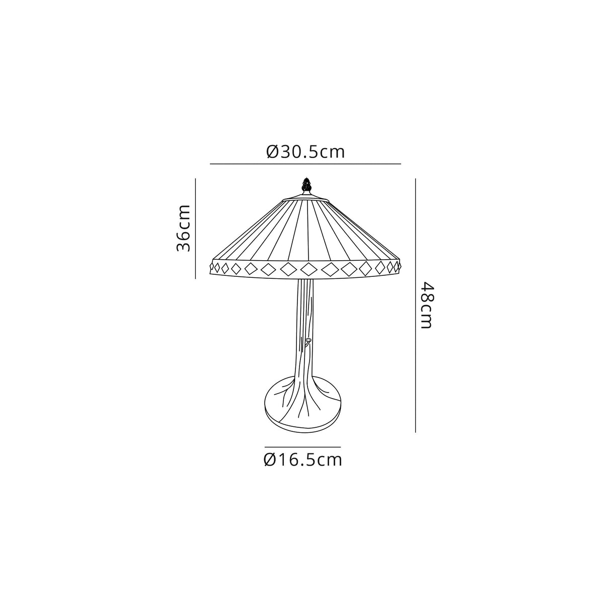 Wearne 1 Light Tree Like Table Lamp E27 With 30cm Tiffany Shade, Amber/Cream/Crystal/Aged Antique Brass