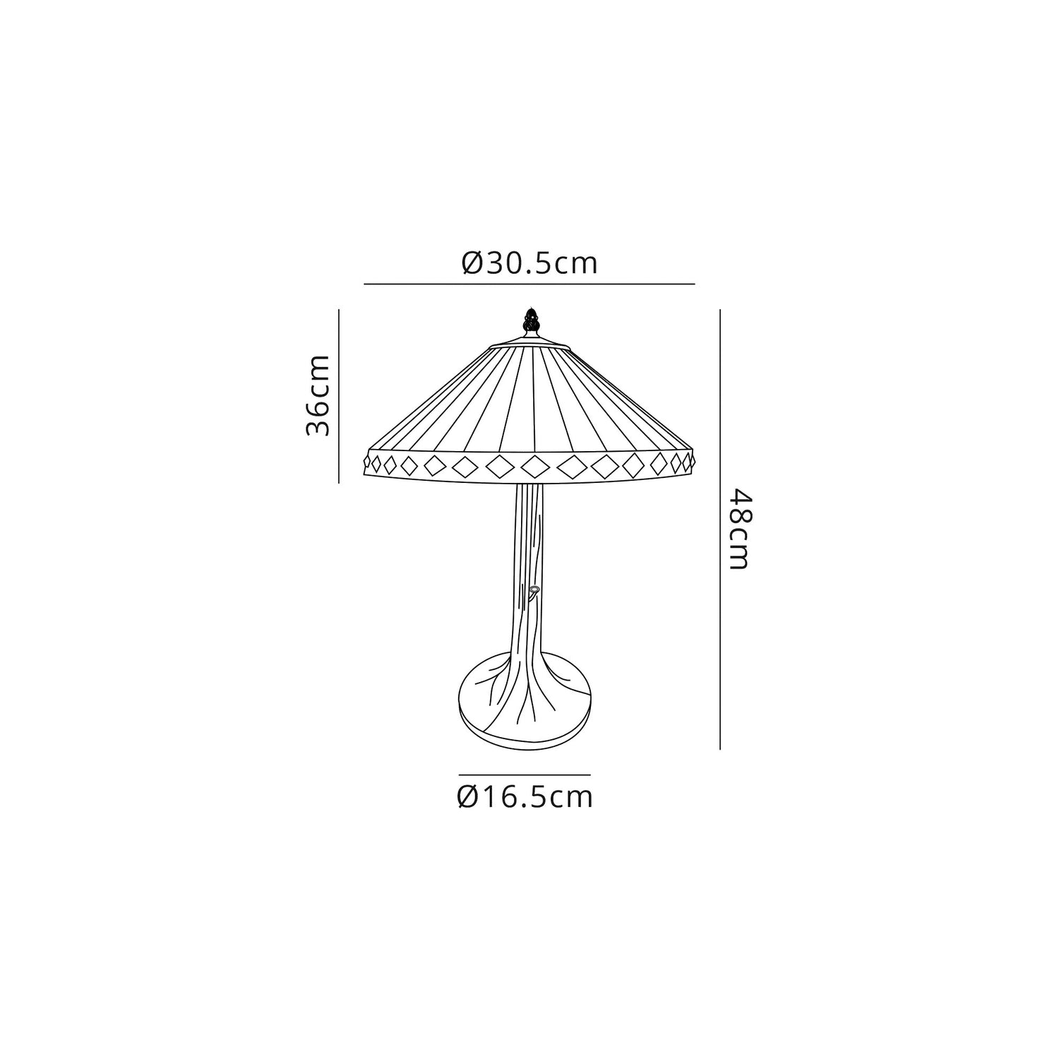 Wearne 1 Light Tree Like Table Lamp E27 With 30cm Tiffany Shade, Amber/Cream/Crystal/Aged Antique Brass