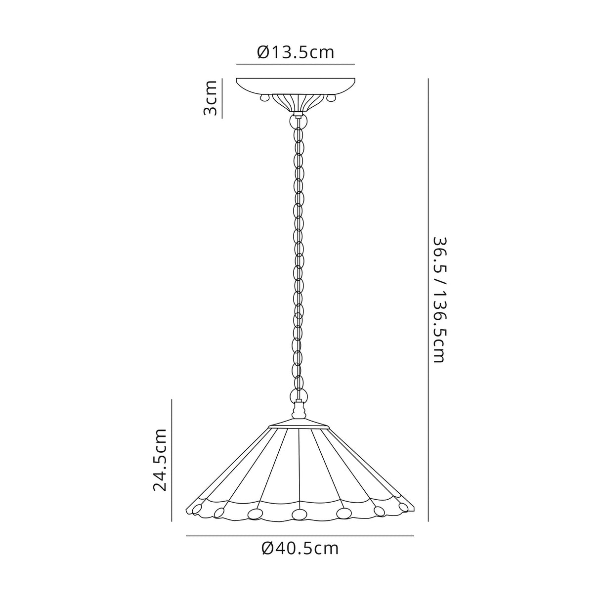Williams 2 Light Downlighter Pendant E27 With 40cm Tiffany Shade, Red/Cream/Crystal/Aged Antique Brass