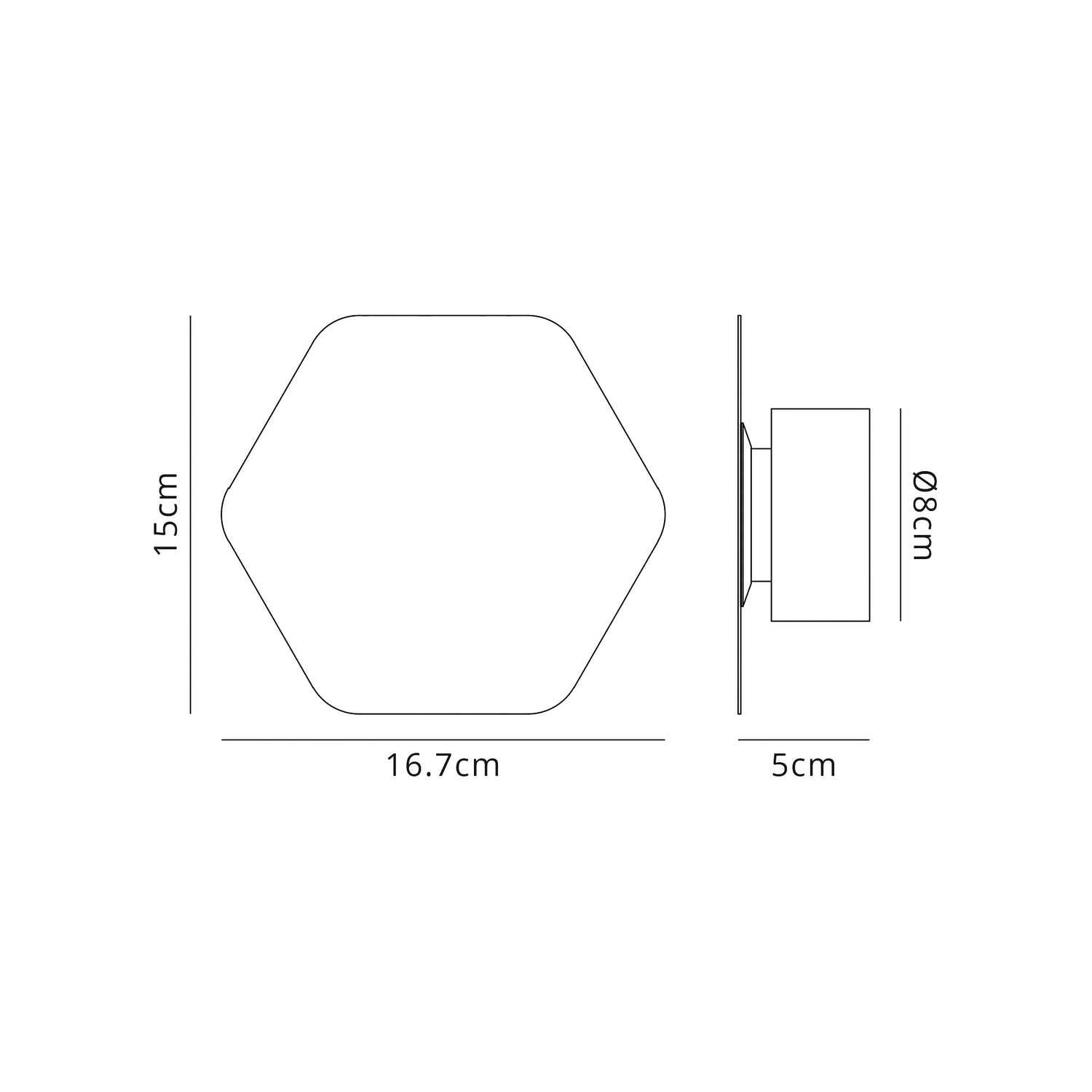 Proctor Magnetic Base Wall Lamp, 12W LED 3000K 498lm, 15cm Horizontal Hexagonal, Sand White