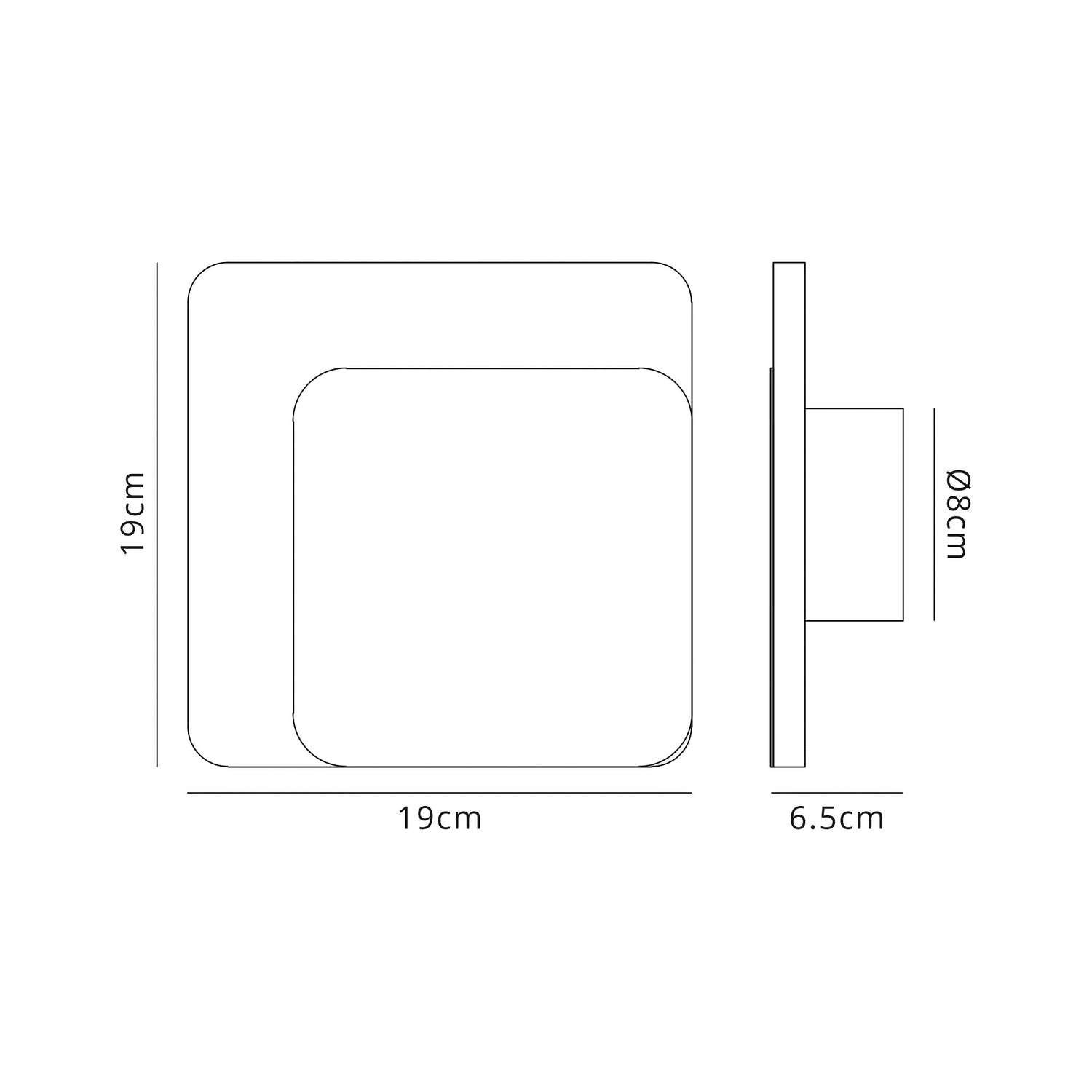 Proctor Magnetic Base Wall Lamp, 12W LED 3000K 498lm, 15/19cm Square Right Offset, Sand White/Acrylic Frosted Diffuser