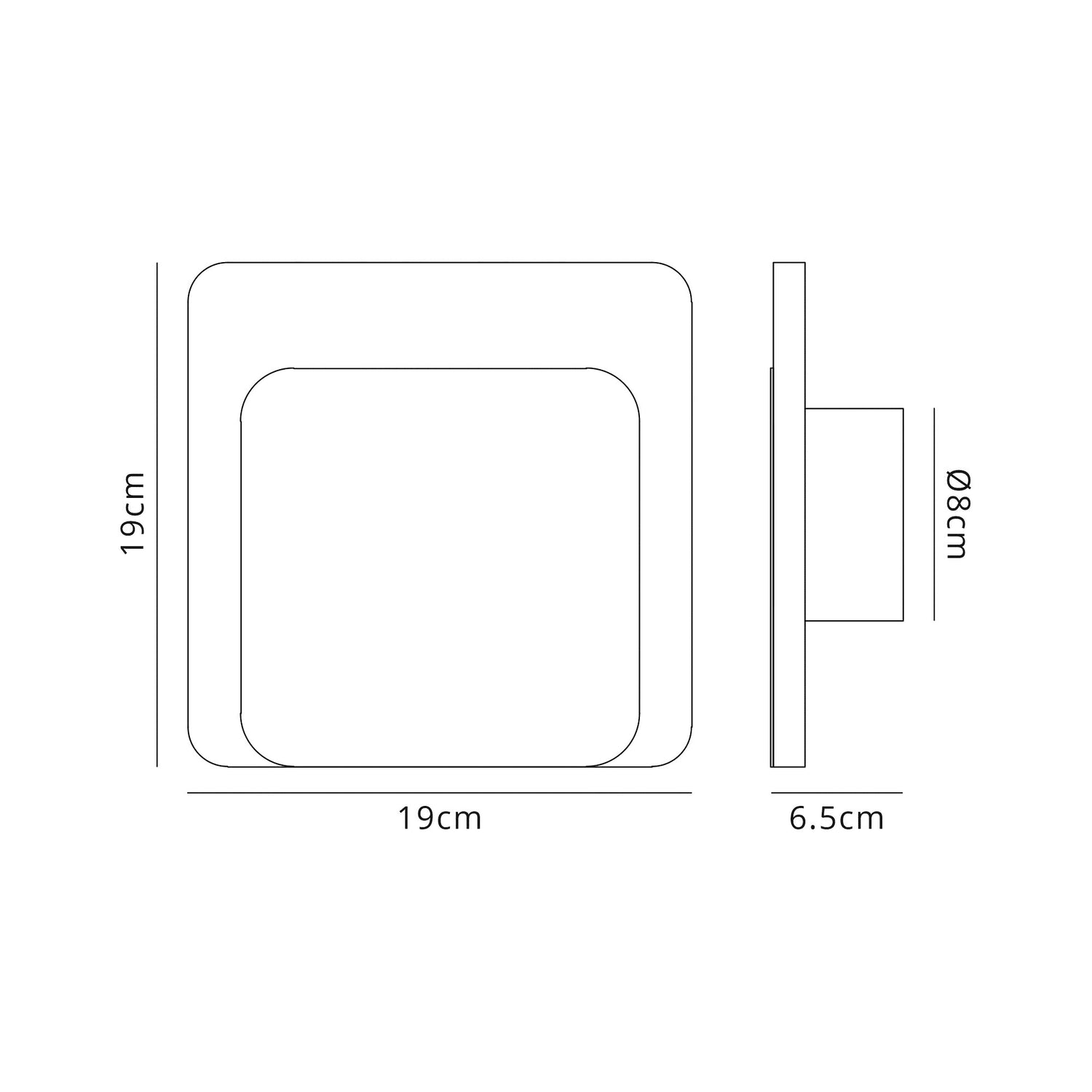 Proctor Magnetic Base Wall Lamp, 12W LED 3000K 498lm, 15/19cm Square Bottom Offset, Sand White/Acrylic Frosted Diffuser