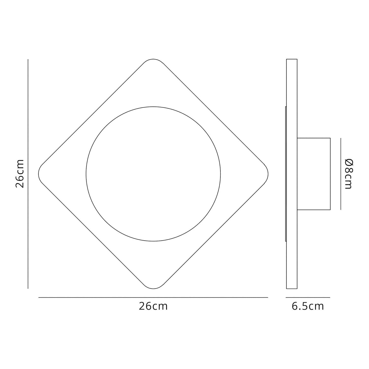 Proctor Magnetic Base Wall Lamp, 12W LED 3000K 498lm, 15cm Round 19cm Diamond Centre, Sand White/Acrylic Frosted Diffuser