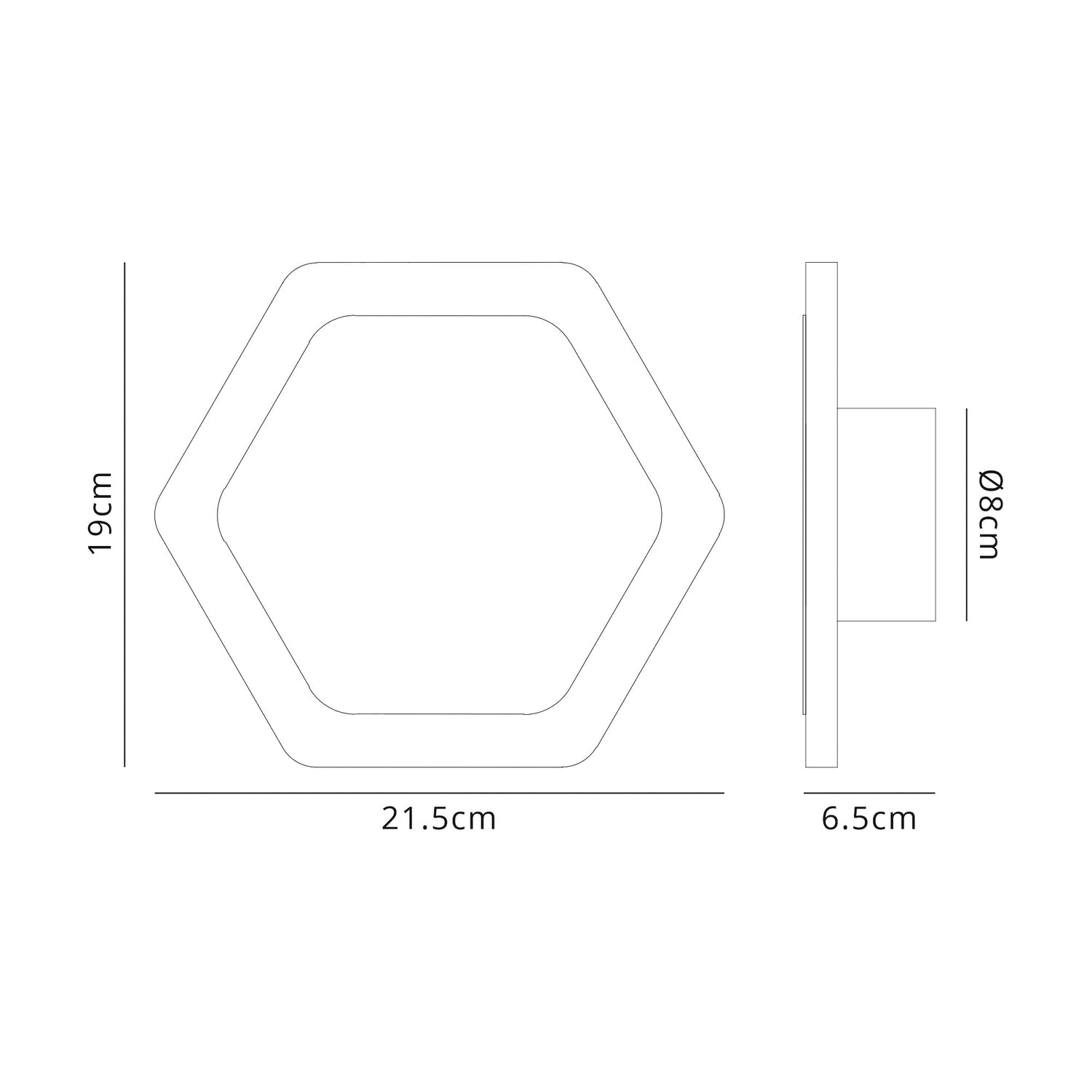 Proctor Magnetic Base Wall Lamp, 12W LED 3000K 498lm, 15/19cm Horizontal Hexagonal Centre, Sand White/Acrylic Frosted Diffuser