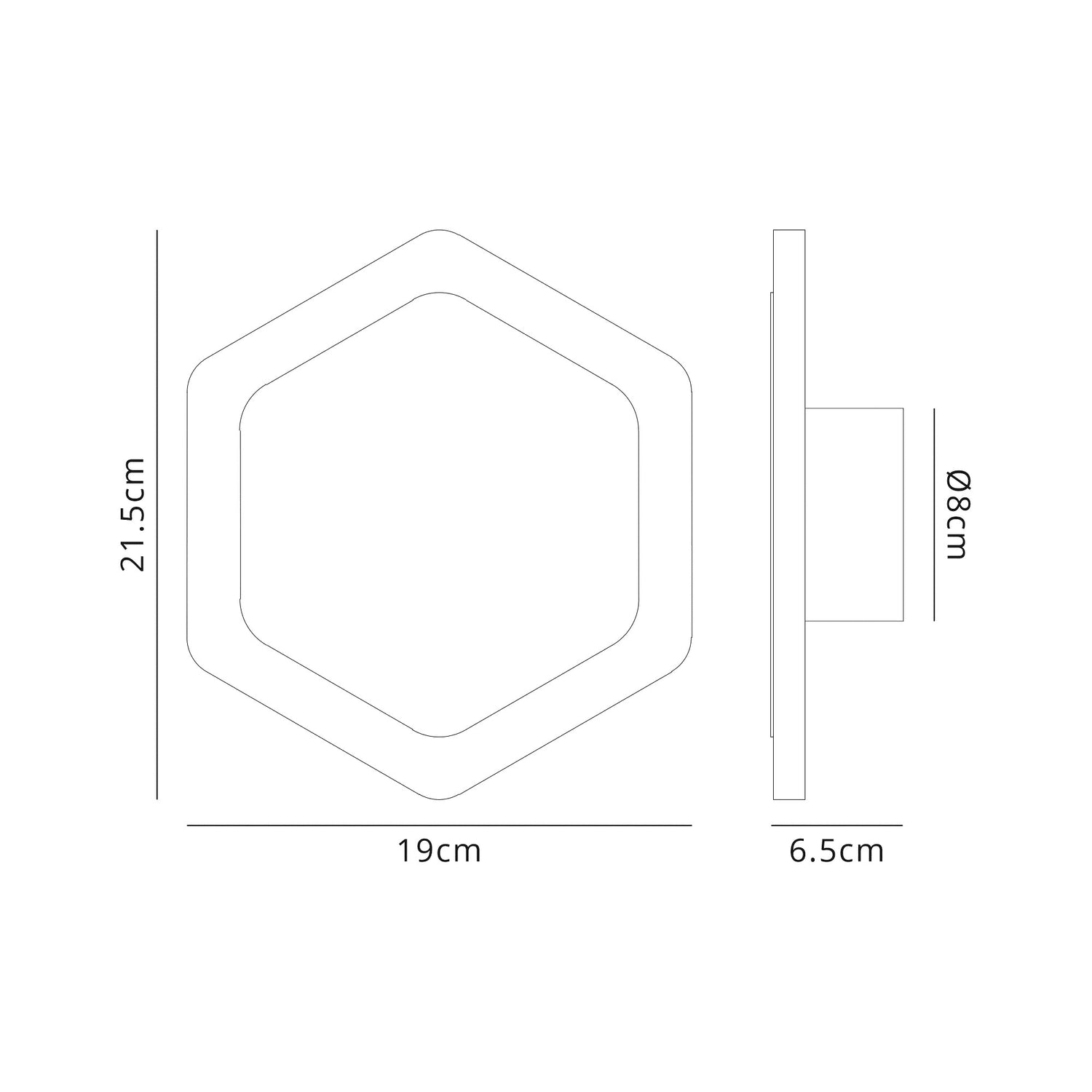 Proctor Magnetic Base Wall Lamp, 12W LED 3000K 498lm, 15/19cm Vertical Hexagonal Centre, Sand White/Acrylic Frosted Diffuser
