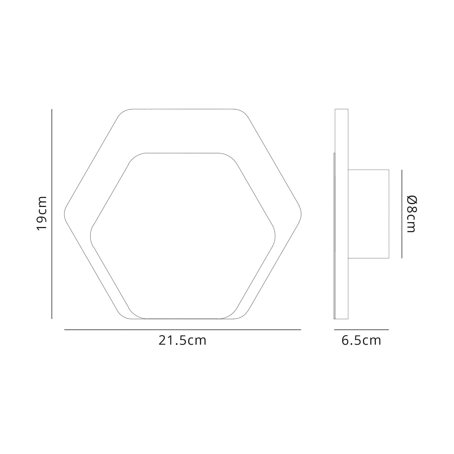 Proctor Magnetic Base Wall Lamp, 12W LED 3000K 498lm, 15/19cm Horizontal Hexagonal Bottom Offset, Sand White/Acrylic Frosted Diffuser