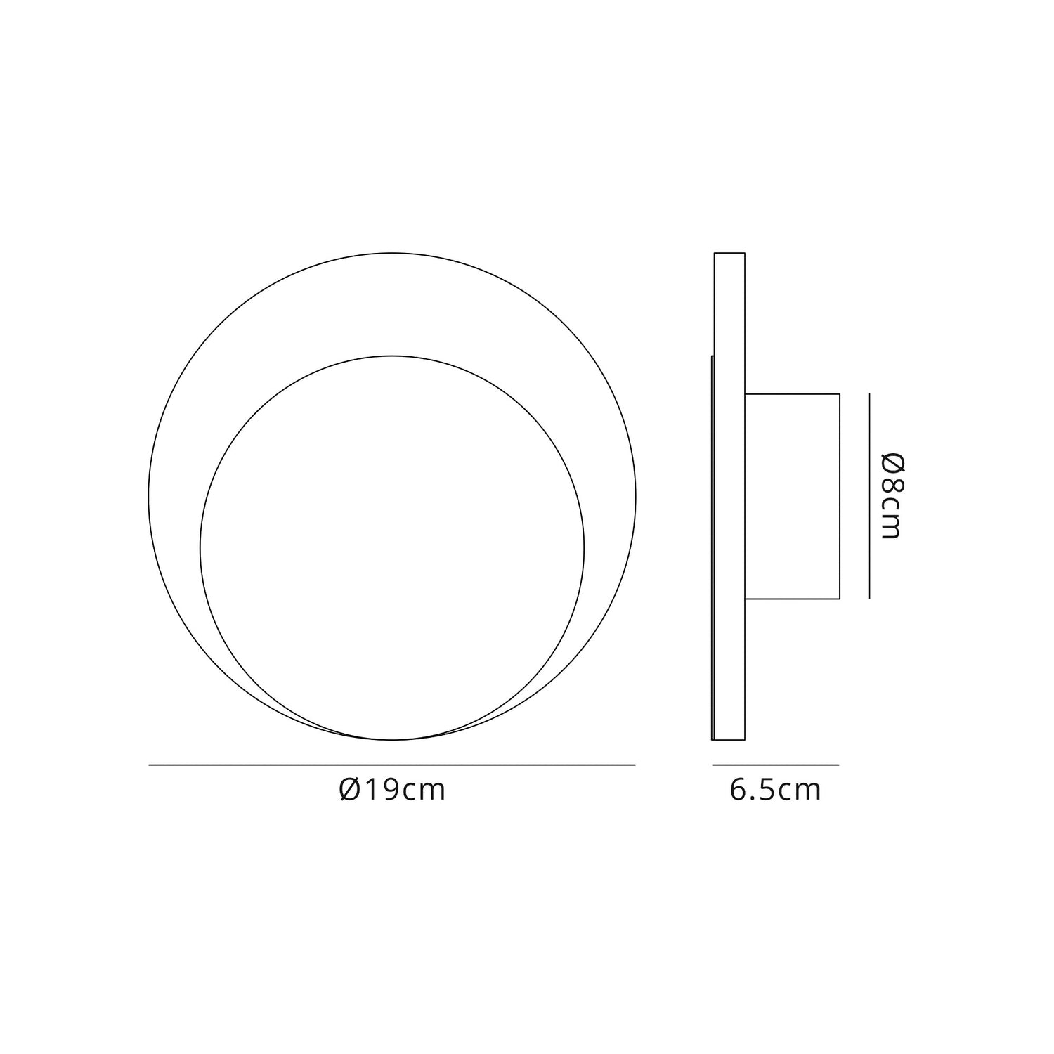 Proctor Magnetic Base Wall Lamp, 12W LED 3000K 498lm, 15/19cm Round Bottom Offset, Coffee/Acrylic Frosted Diffuser