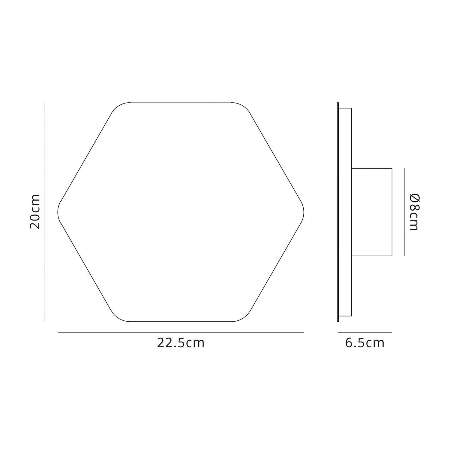 Proctor Magnetic Base Wall Lamp, 12W LED 3000K 498lm, 20/19cm Horizontal Hexagonal Centre, Coffee/Acrylic Frosted Diffuser