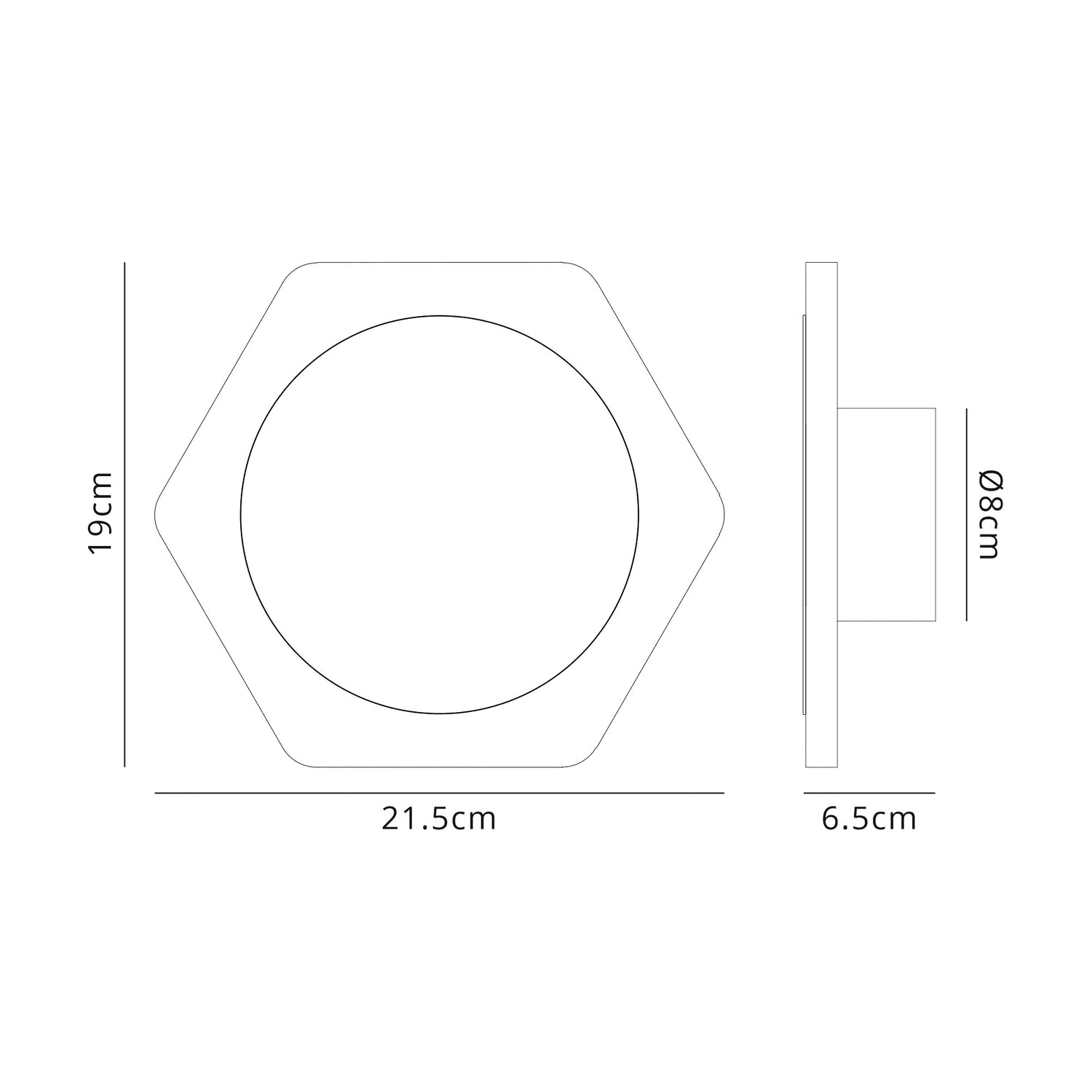 Proctor Magnetic Base Wall Lamp, 12W LED 3000K 498lm, 15cm Round 19cm Horizontal Hexagonal Centre, Coffee/Acrylic Frosted Diffuser