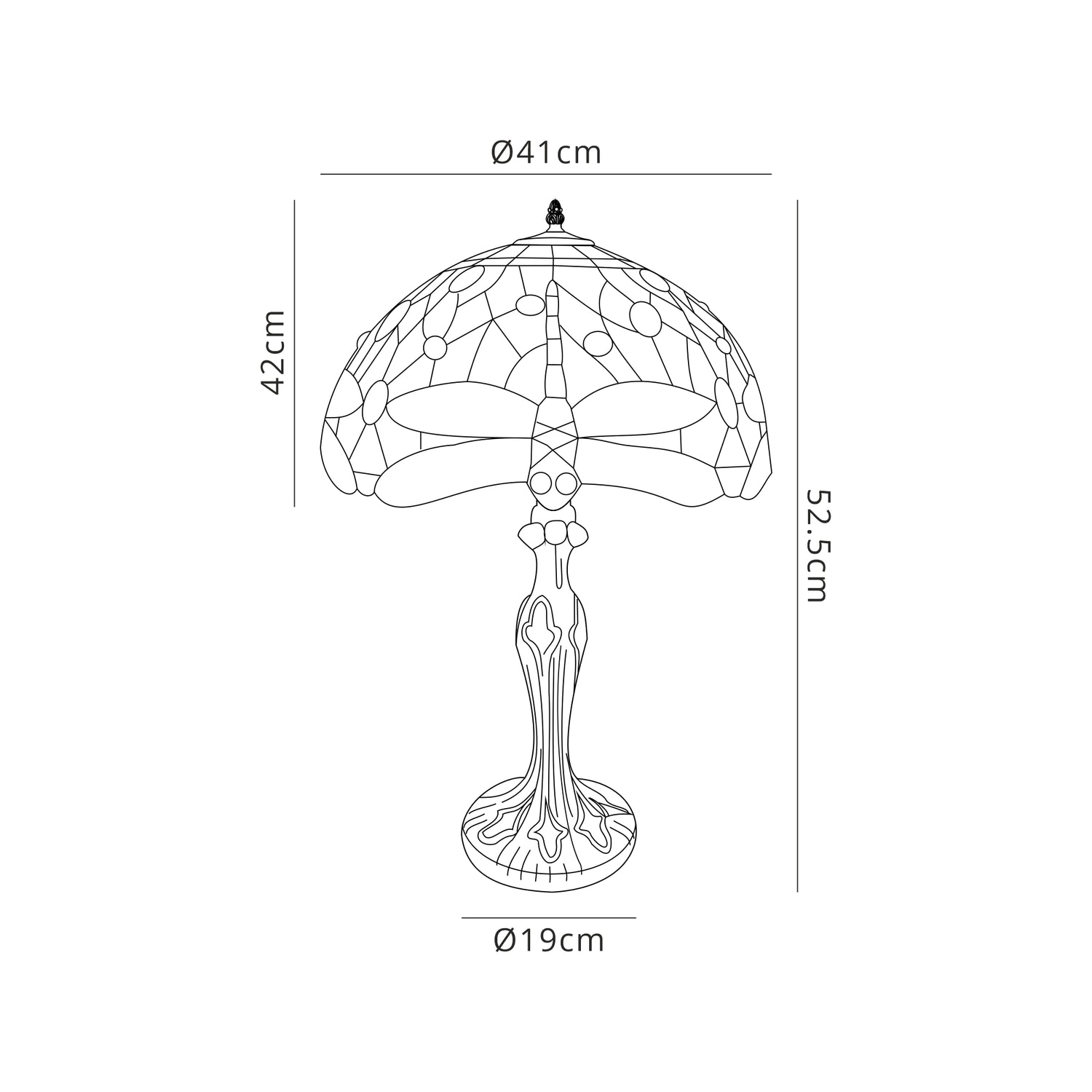 Hinnigan 2 Light Curved Table Lamp E27 With 40cm Tiffany Shade, Blue/Orange/Crystal/Aged Antique Brass