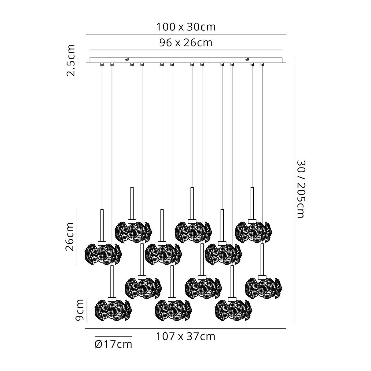 Byrne 12 Light G9 2m Linear Pendant With Polished Chrome And Crystal Shade