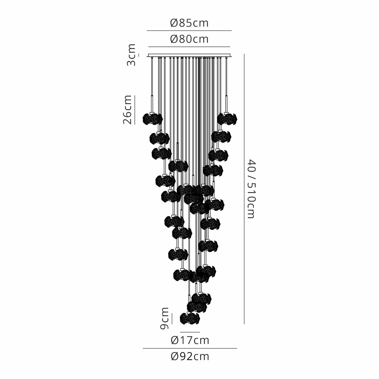 Byrne 24 Light G9 5m Round Multiple Pendant With Polished Chrome And Crystal Shade, Item Weight: 25.2kg