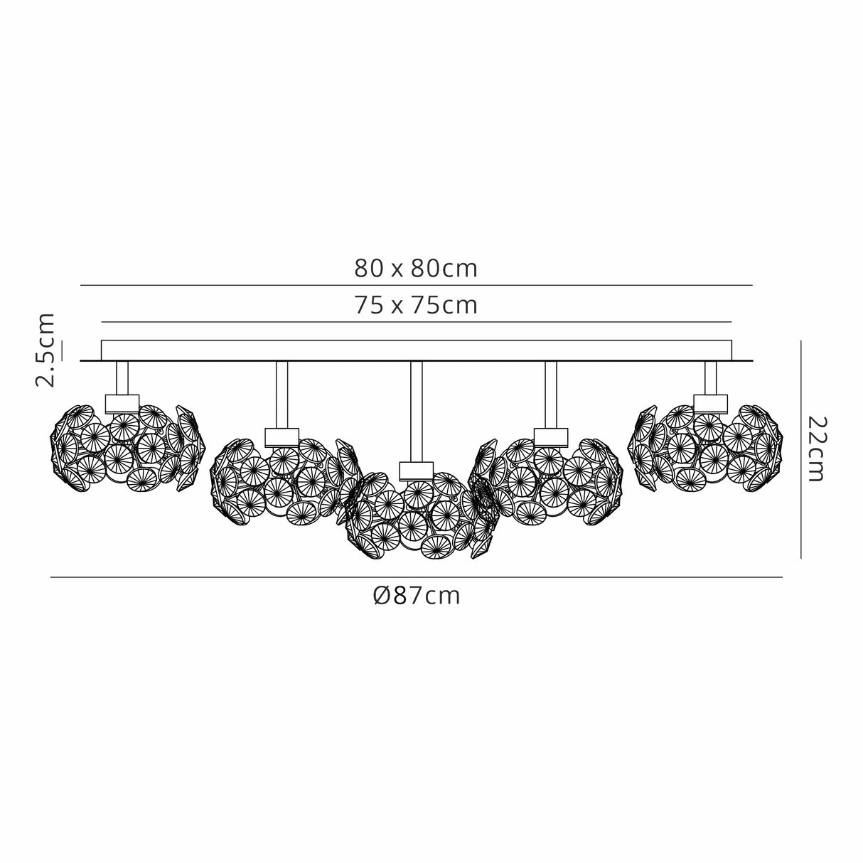 Byrne Square 13 Light G9 Flush Light With Polished Chrome Square And Crystal Shade, Item Weight: 17.2kg