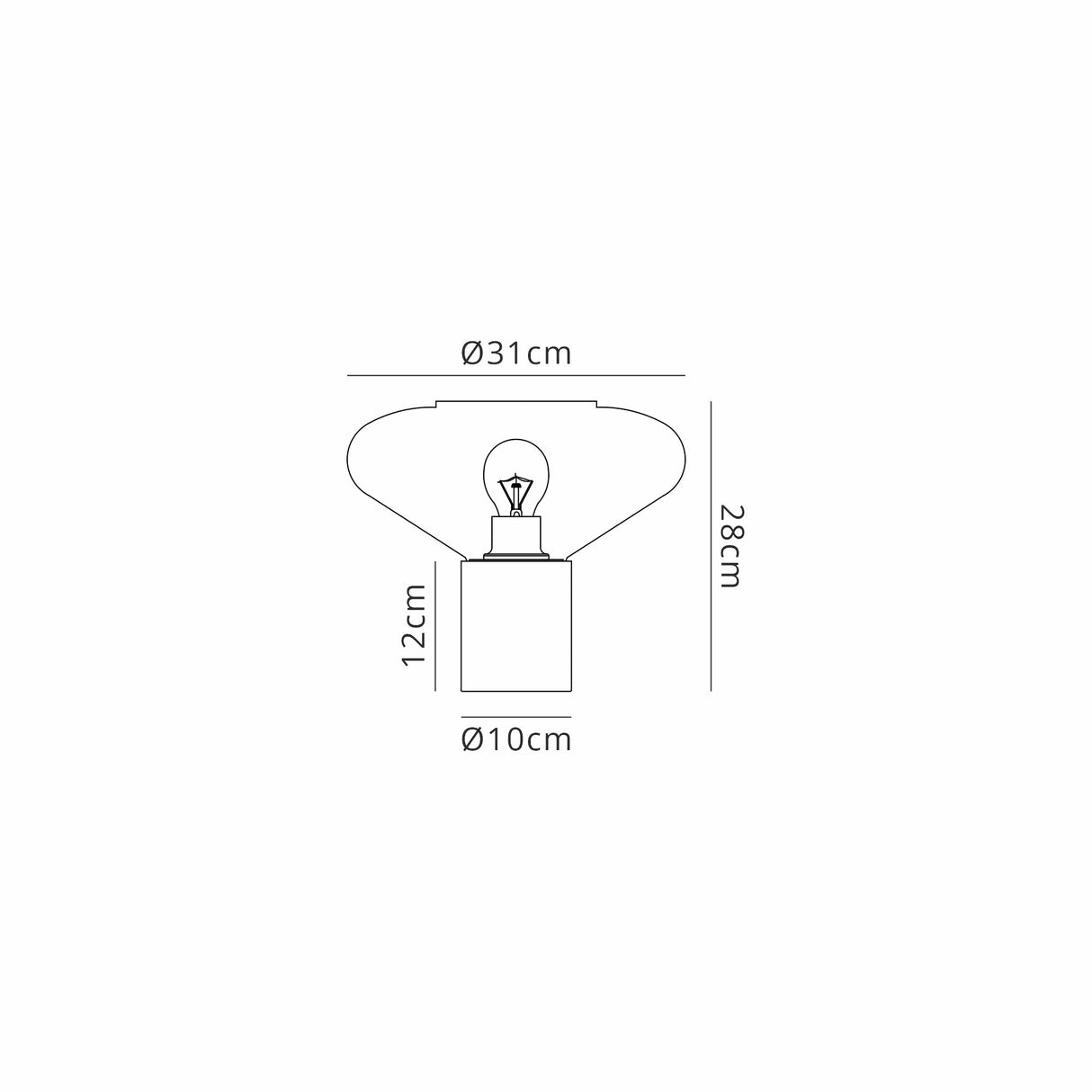 Rowell Wide Table Lamp, 1 x E27, Satin Black/Smoke Plated Glass