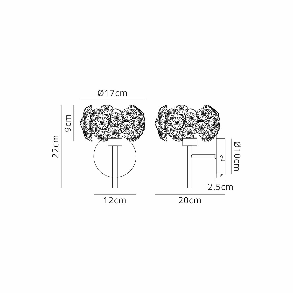 Byrne 1 Light Adjustable G9 Switched Wall Lamp With French Gold And Crystal Shade