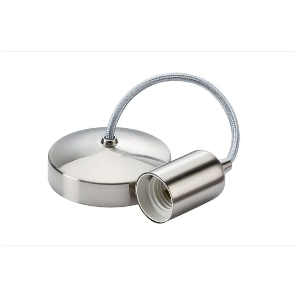 ML Knightsbridge 8270BC Brushed Chrome 6" E27 Contemporary Pendant Set