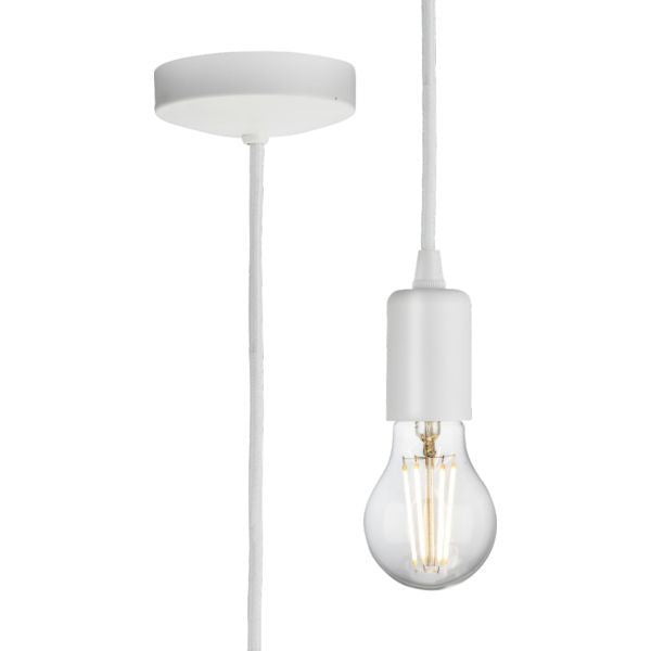 Knightsbridge 8270LMW Matt White 80W Max 1800mm Adjustable LED E27 Contemporary Pendant Set
