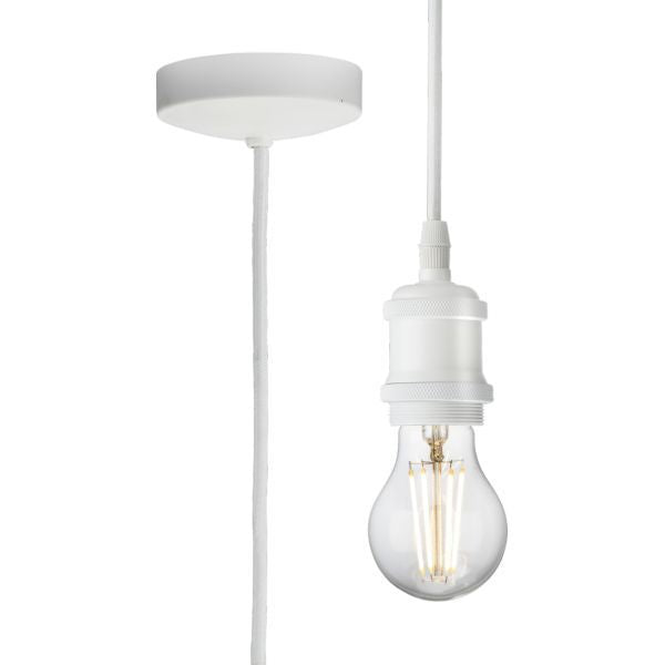 Knightsbridge 8271LMW Matt White 80W Max 1800mm Adjustable LED E27 Vintage Pendant Set