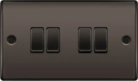 BG Nexus Metal , 20A 16AX Quadruple Switch, 2 Way in VARIOUS COLOURS