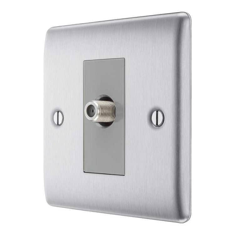 BG NBS64-01 Nexus Metal Brushed Steel, Single Satellite Socket