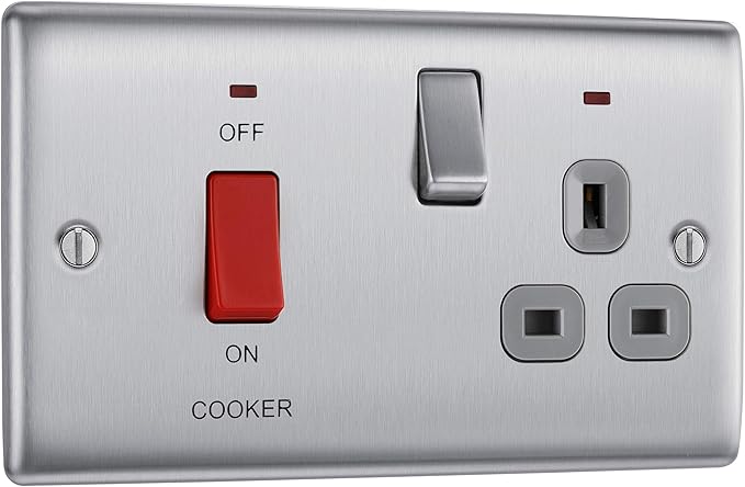 Nexus Metal, 45A Cooker Control Unit With 13A Socket And LED Indicators in VARIOUS COLOURS