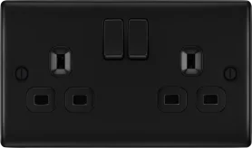 BG Nexus Metal, 13A Double Switched Socket in VARIOUS COLOURS