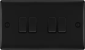 BG Nexus Metal , 20A 16AX Quadruple Switch, 2 Way in VARIOUS COLOURS