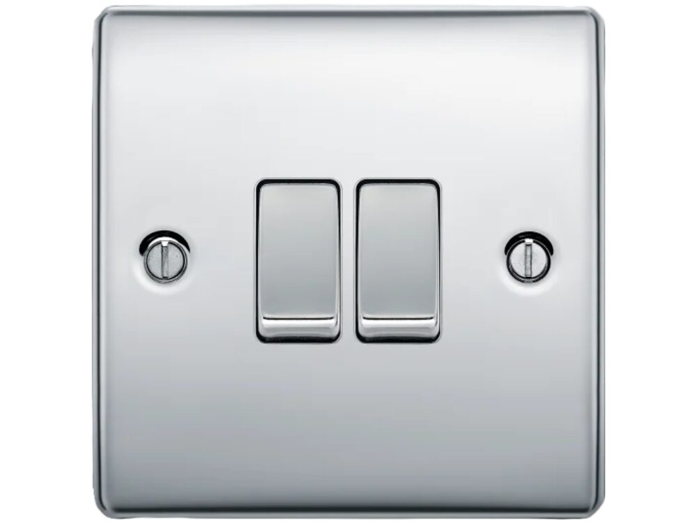 BG Nexus Metal 2 Gang 2 Way 20A 16AX Twin Switch in VARIOUS COLOURS