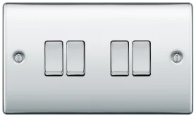 BG Nexus Metal , 20A 16AX Quadruple Switch, 2 Way in VARIOUS COLOURS