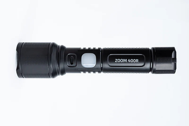 NightSearcher Zoom 400 | 400 Lumens | Compact flashlight with integrated worklight - NSZOOM400