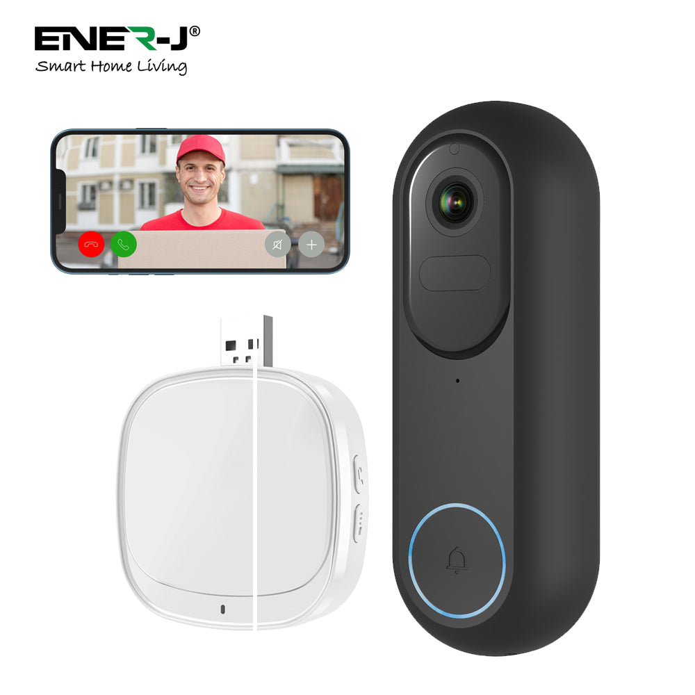 Ener-J Smart Flexi Wireless or Wired Video Doorbell with USB Chime | SHA5357